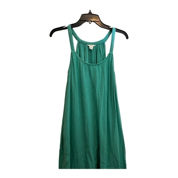 CASLON TEXTURED COTTON SLEEVELESS MAXI DRESS IN GREEN MARINE - Picture 5 of 14